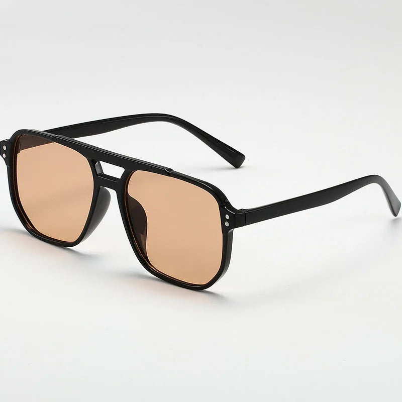 Women Men Square Sun Glasses Retro Polygon Sunglasses Female Black Vintage Fashion Oculos De Sol Double Beam Eyeglasses