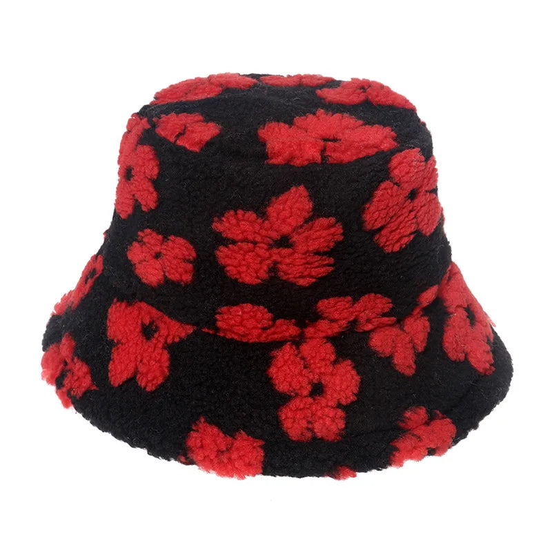 Winter Bucket Hat Women's Fashion Leopard Panama Warm Hats Female Vintage Faux Fur Fisherman Cap Hats For Women Dropshipping