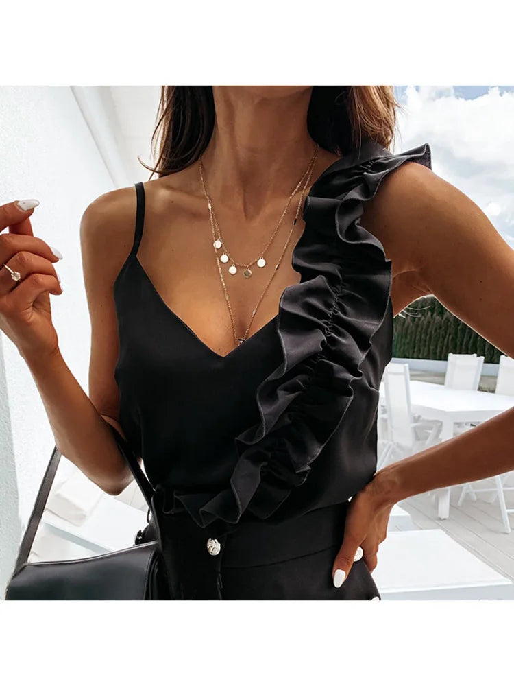 Women's V-Neck Ruffle Cami Top