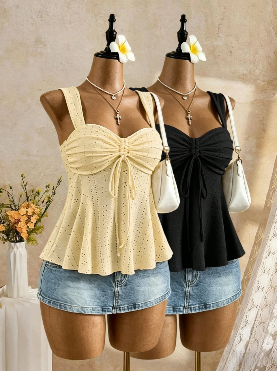 Women's Polka-Dot Peplum Cami Top