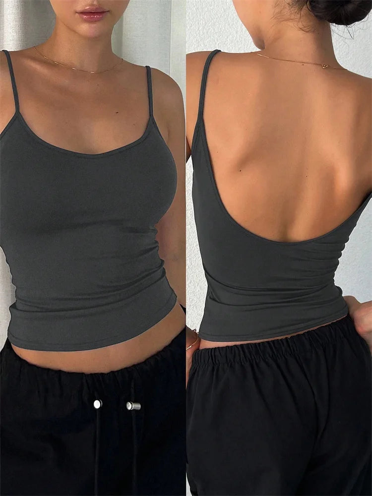 Women's Backless Cami Crop Top