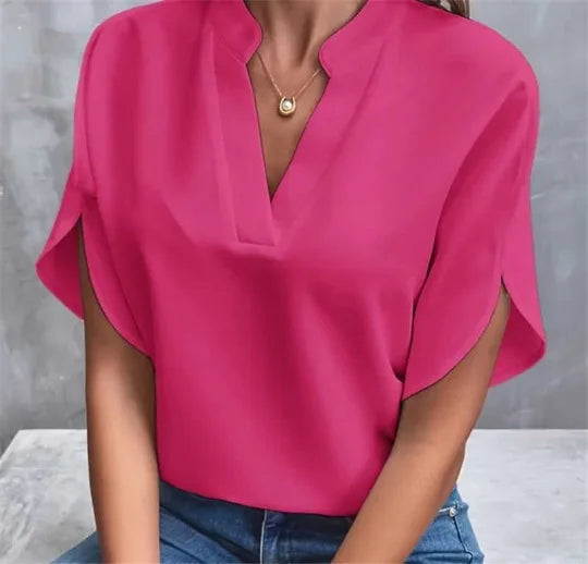 Women's V-Neck Short-Sleeve Blouse