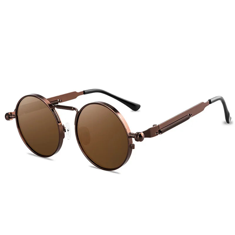Classic New Punk Sunglasses Women Anti-Reflective Mirror Round Metal Sun Glasses Vintage Men Driving Glasses UV400