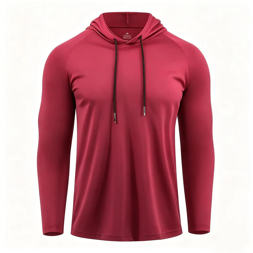 Men's Sun Protection Shirts Long Sleeve Hoodies Solid Quick Dry T-shirt Mens Bodybuilding Fitness Muscle Sportwear Gym Clothing