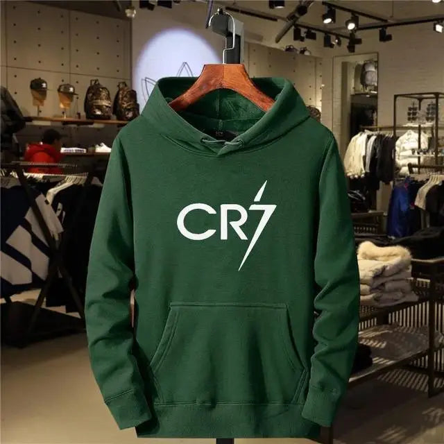 2025 New Men's and Women's Casual Sports CR7 Printed Loose Fashion Casual Long Sleeved Pullover Fleece Casual Sports Hoodie Top