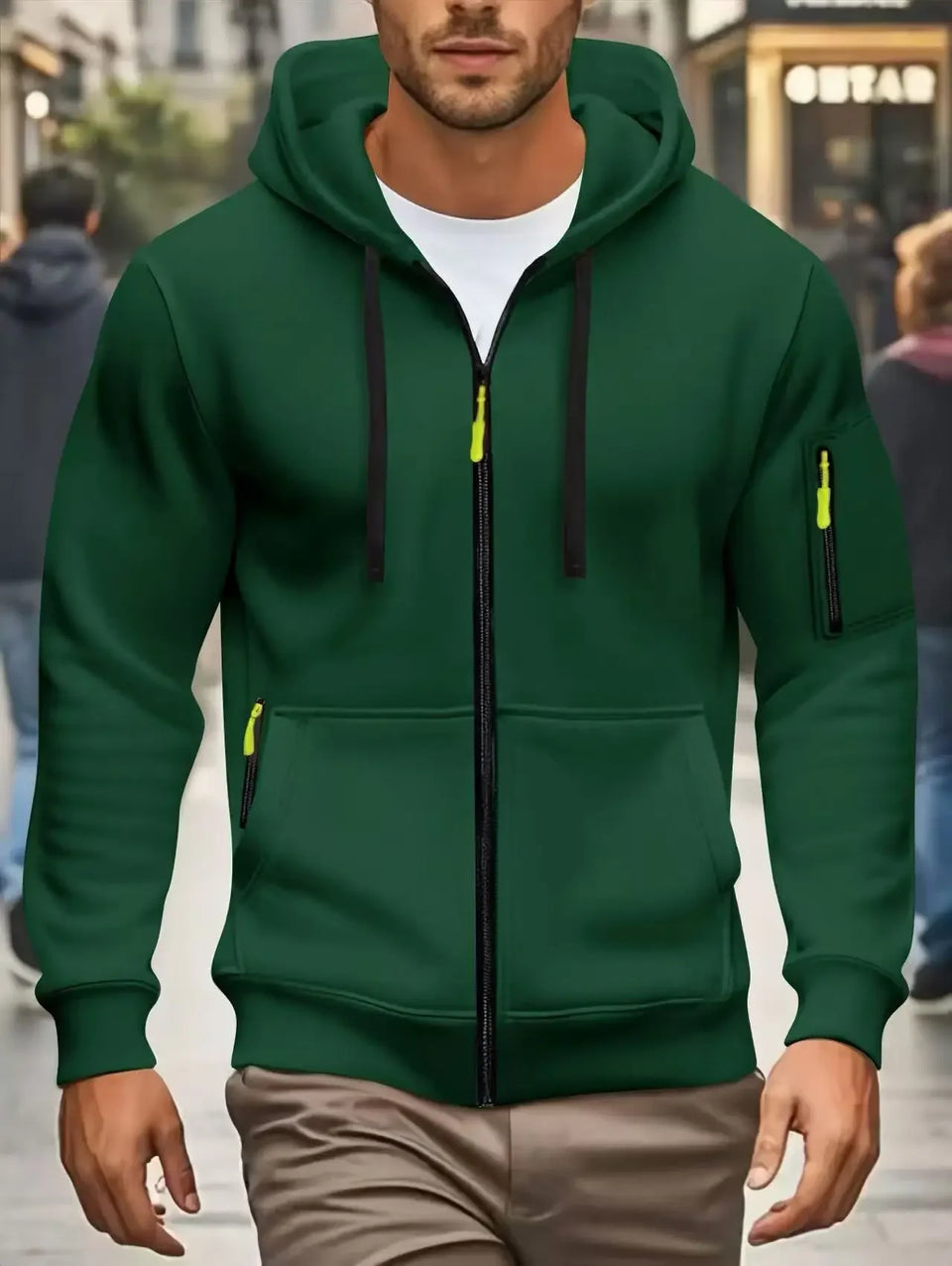 Men Autumn and Winter New Hoodies Long Sleeve Sweatshirt Pocket Zipper Design Hooded Sweatshirt Men Sportswear Casual Jacket
