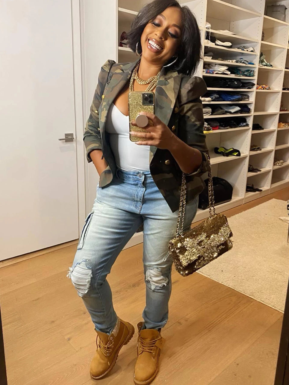 Women's Camouflage Double-Breasted Jacket