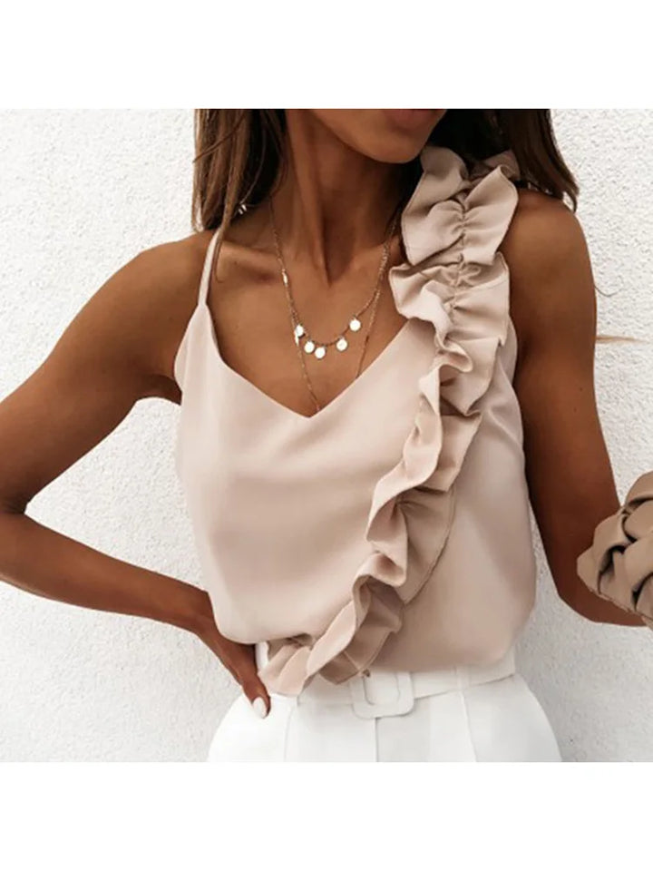 Women's V-Neck Ruffle Cami Top
