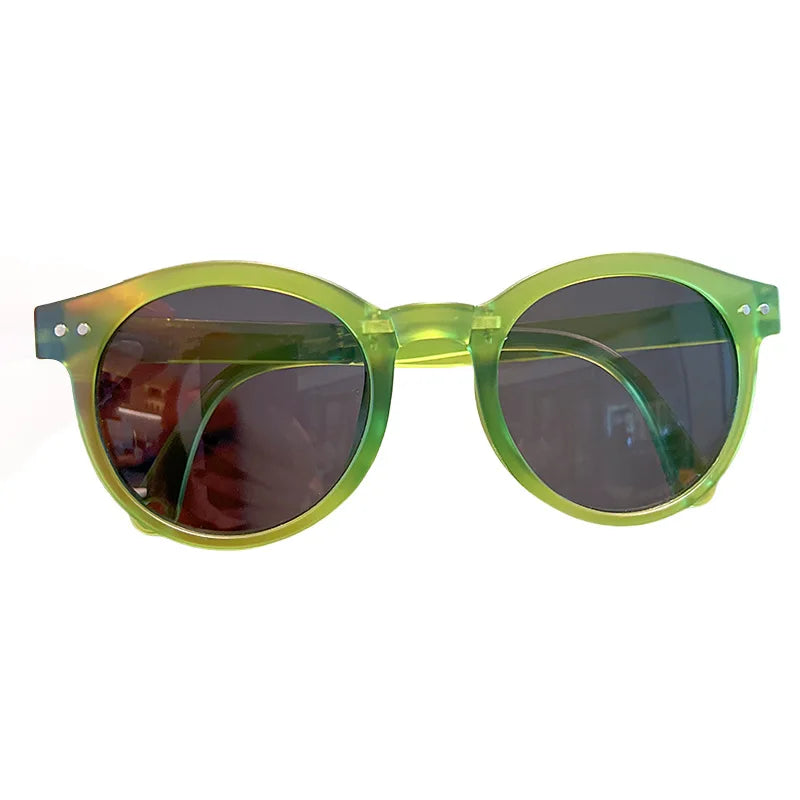 Children's Colored Sunglasses  Foldable Round Frame Sun Glasses Boys And Girls UV400 Ultraviolet Eyepiece For Ages 2-8 Years Kid
