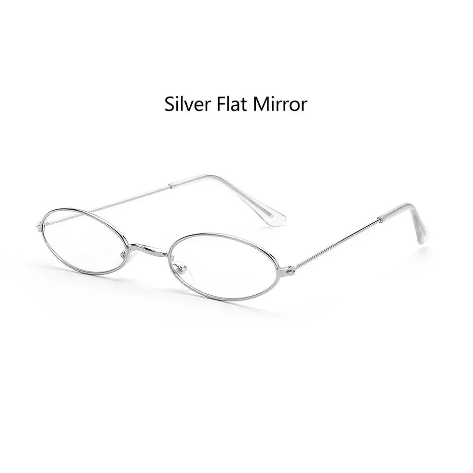 Retro Black Grey Small Oval Sunglasses Hip Pop Red Lens Sunglasses Vintage Shades Sun Glasses Eyeglasses for Men Women