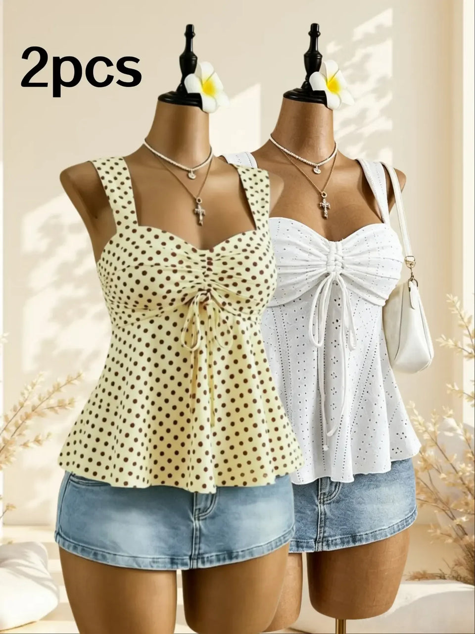 Women's Polka-Dot Peplum Cami Top