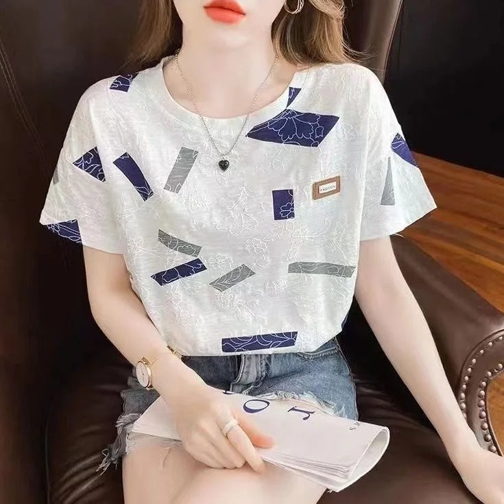 Women's Floral-Print Short-Sleeve Blouse
