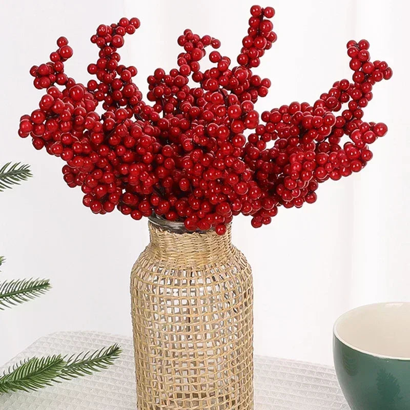 Artificial Holly Berry Stems