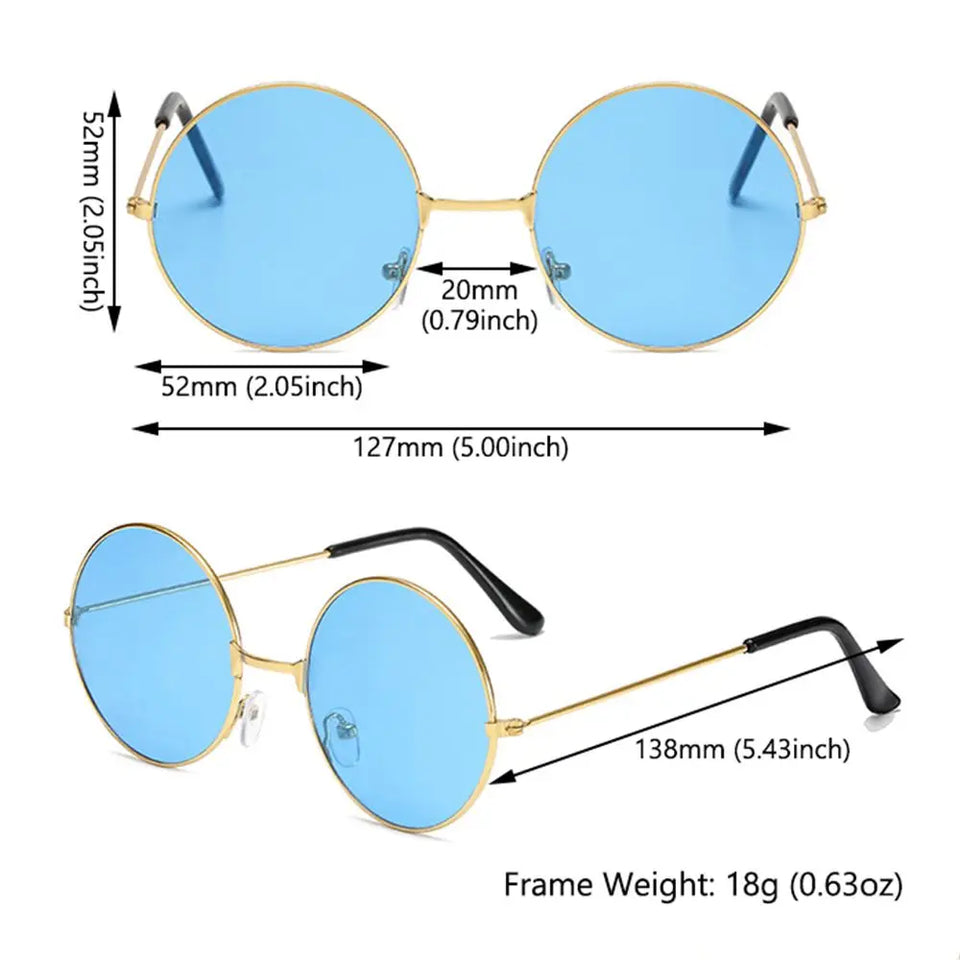 Retro Party Hippie Round Sunglasses Circle Glasses Eyewear Metal Sunglasses