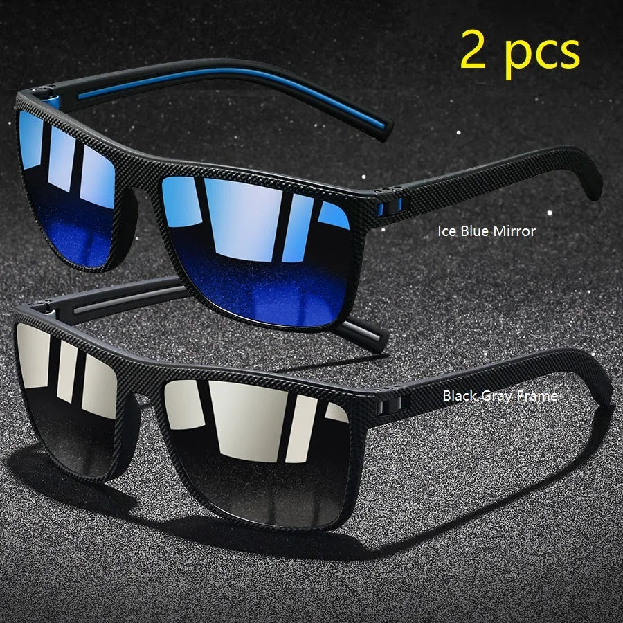 2Pieces Fashion Vintage Check Pattern Sunglasses Men Women Fishing Driving Brand Design Sun Glasses Man Eyewear