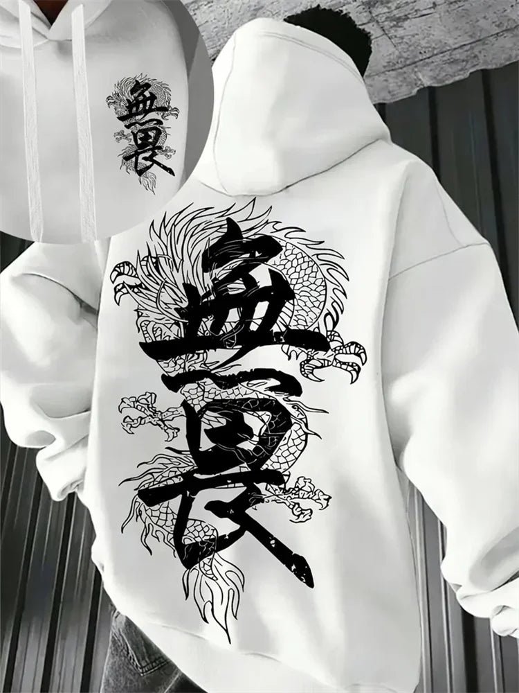 Japanese-style Dragon Graphic Hoodie