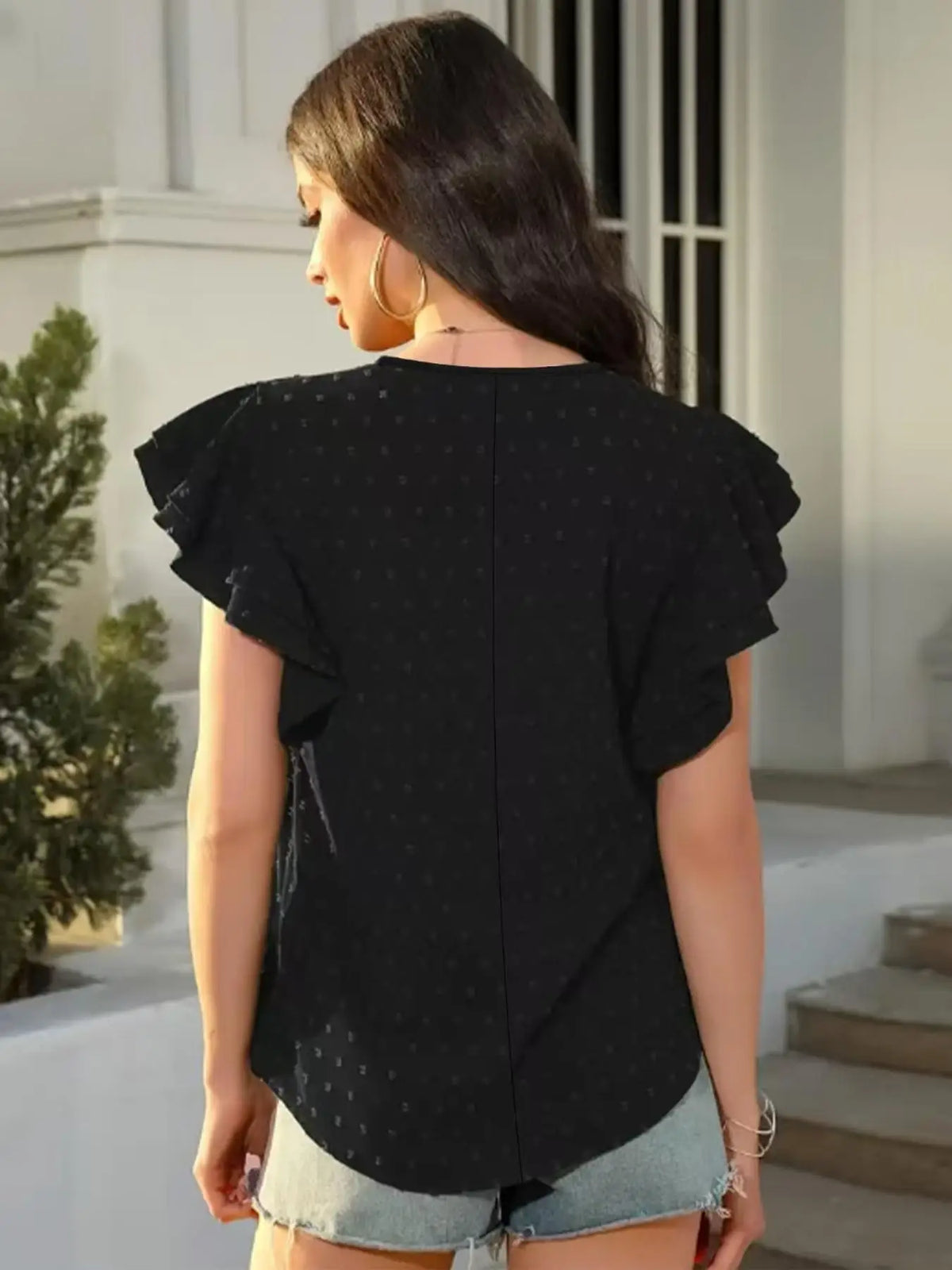 Women's V-Neck Ruffle-Sleeve Blouse