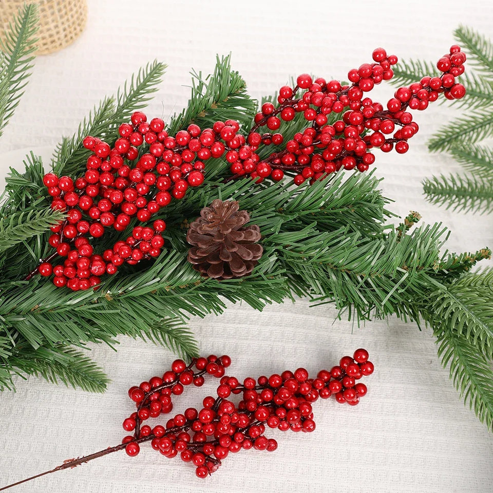 Artificial Holly Berry Stems