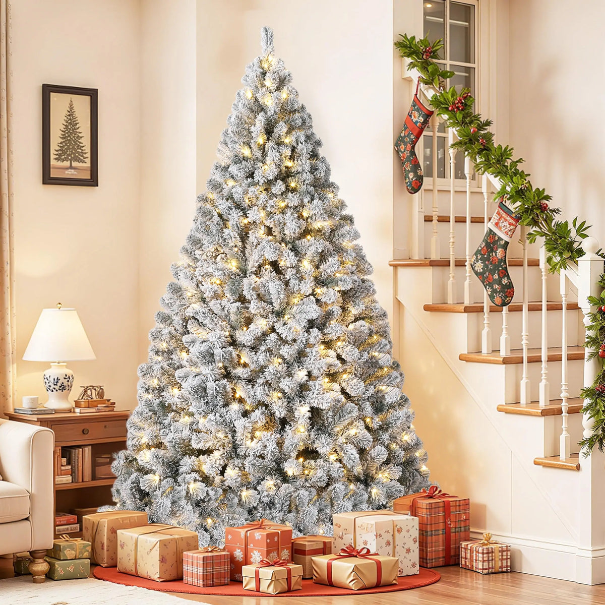 Pre-Lit Flocked Christmas Tree
