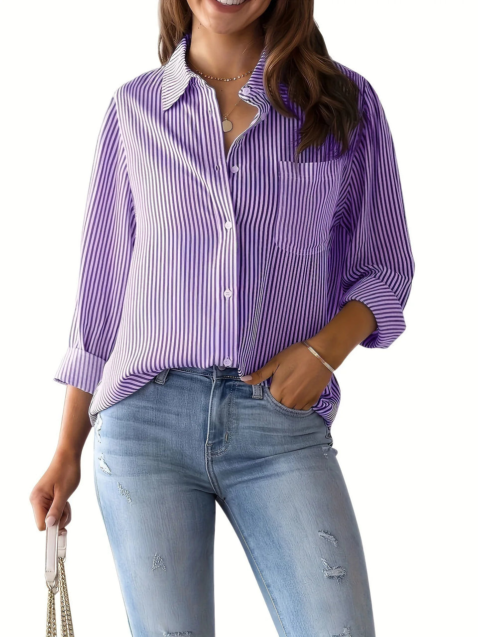 Women's Striped Long-Sleeve Shirt