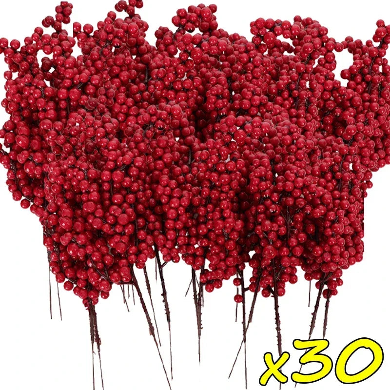Artificial Holly Berry Stems
