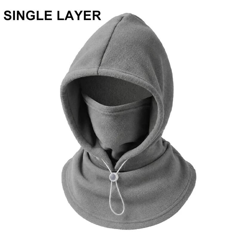 New 3-in-1 Fleece Double-Layer Integrated Hat Windproof Keep Warm Winter Flannel Warm Mask Balaclava Hood Fleece Lined Warm Hat