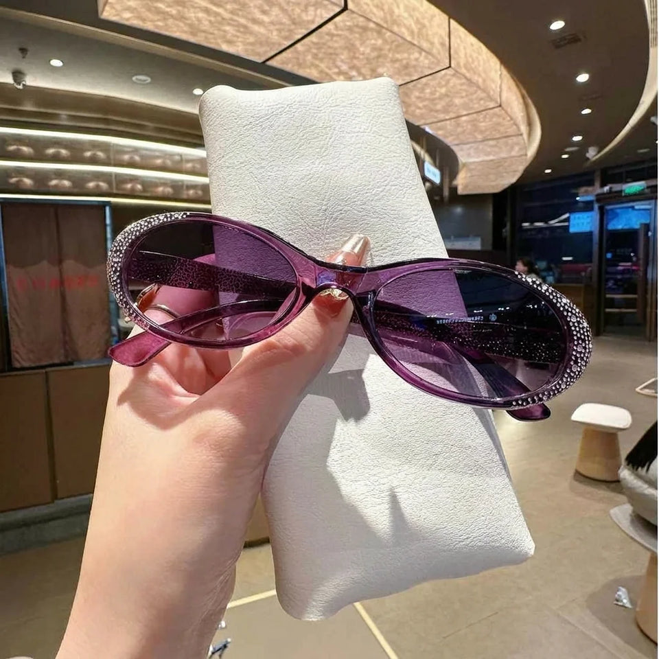 Womens Sunglasses 2026 Versatile Uv400 Sunglasses Oval Rhinestone Sunglasses Stylish Rhinestone Eyewear For Street Photography