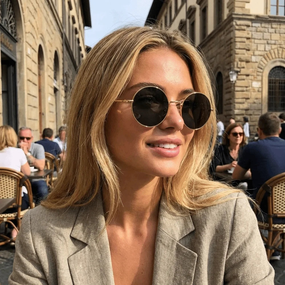 Metal Round-frame Sunglasses Hip Hop Candy Color Lens Shades Eyewear Street Photography Anti UV Circle Sun Glasses Summer