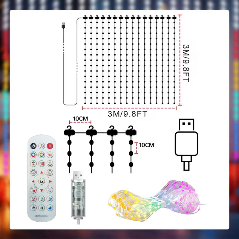 LED Christmas Curtain Lights