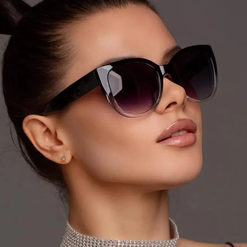 Womens Retro Cat Eye Sunglasses UV400 Proof Gradient Lenses Clear Frame for Wedding Guest Outfits
