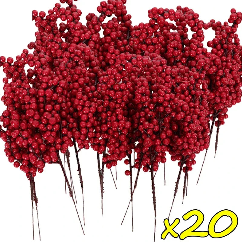 Artificial Holly Berry Stems