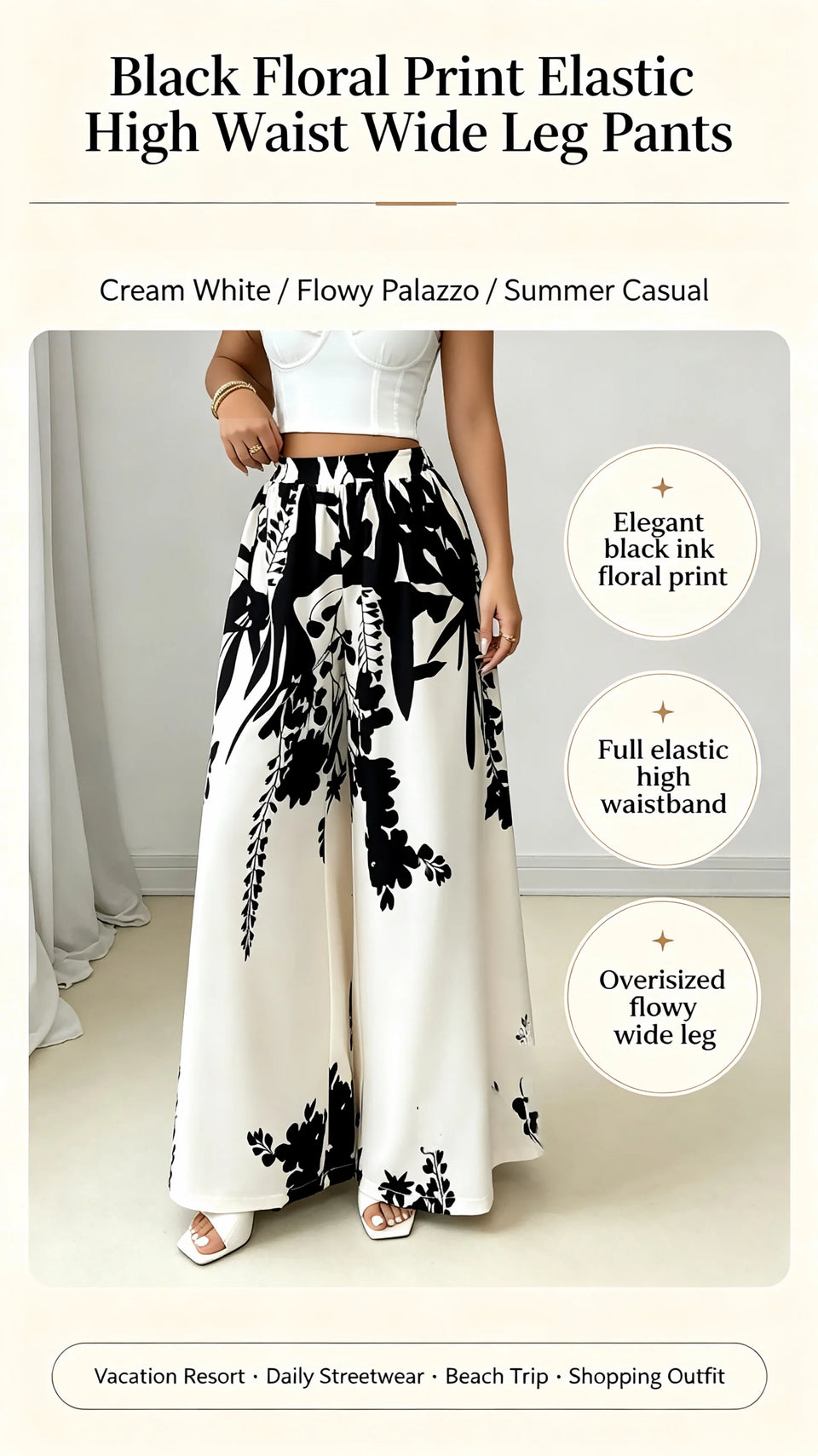 Women's Floral-Print Wide-Leg Pants