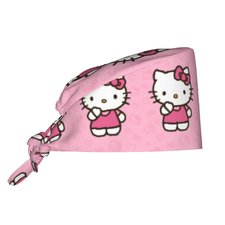 Custom Girls Kitten Working Cap Surgical Hats Women Men Kawaii Cartoon Anime Nursing Cap Lab Works Hat