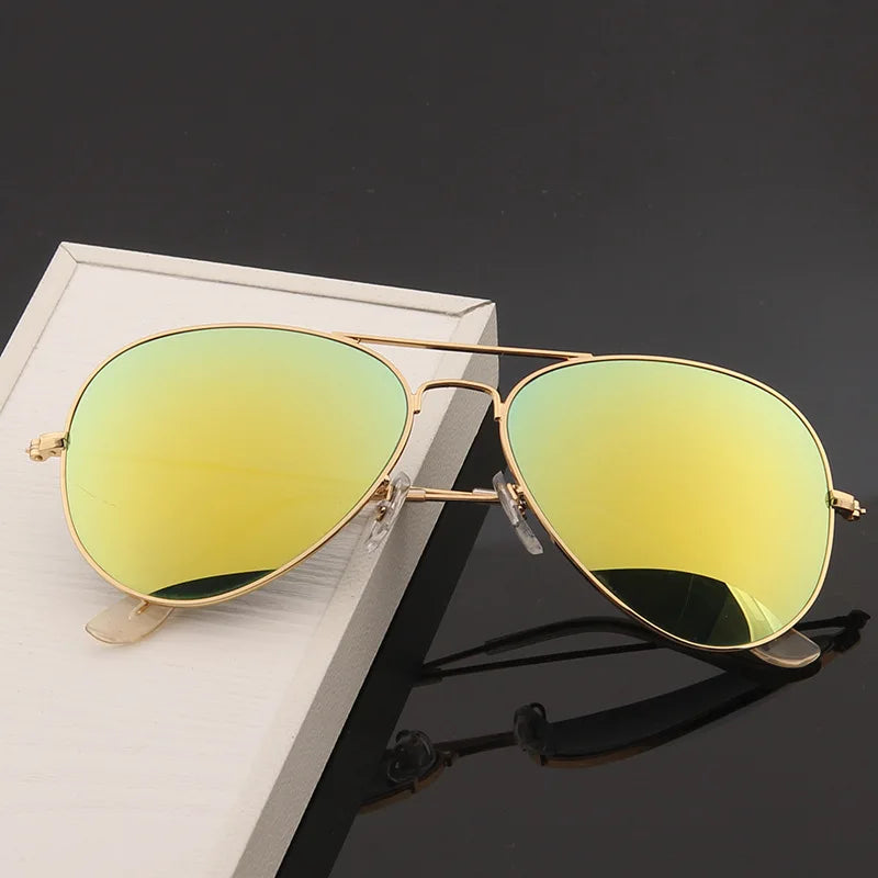 New Double Bridge Pilot Sunglasse Woman Alloy Frame Polit Mirror Sun Glasses Female Male UV400 Eyewear for Men