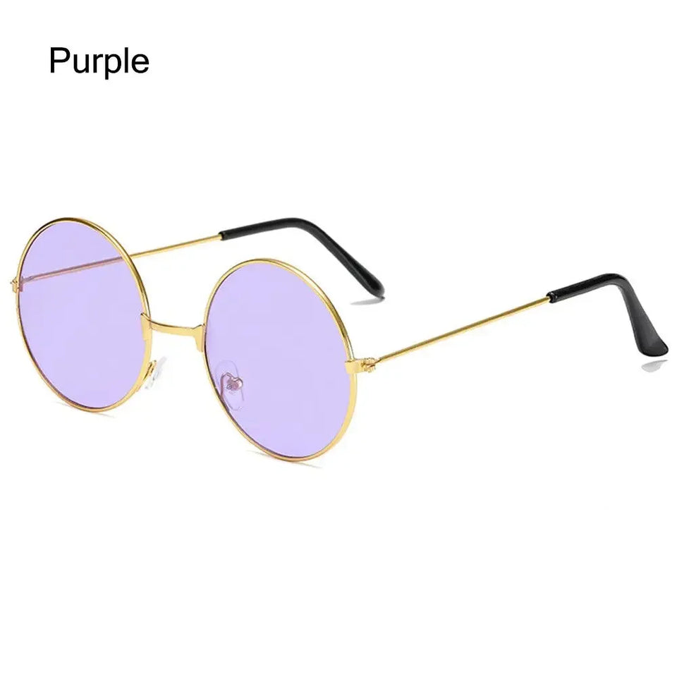 New Retro Round Hippie Sunglasses  for Women Men Trendy Punk Party Glasses Circle Metal UV Protection Eyeglasses