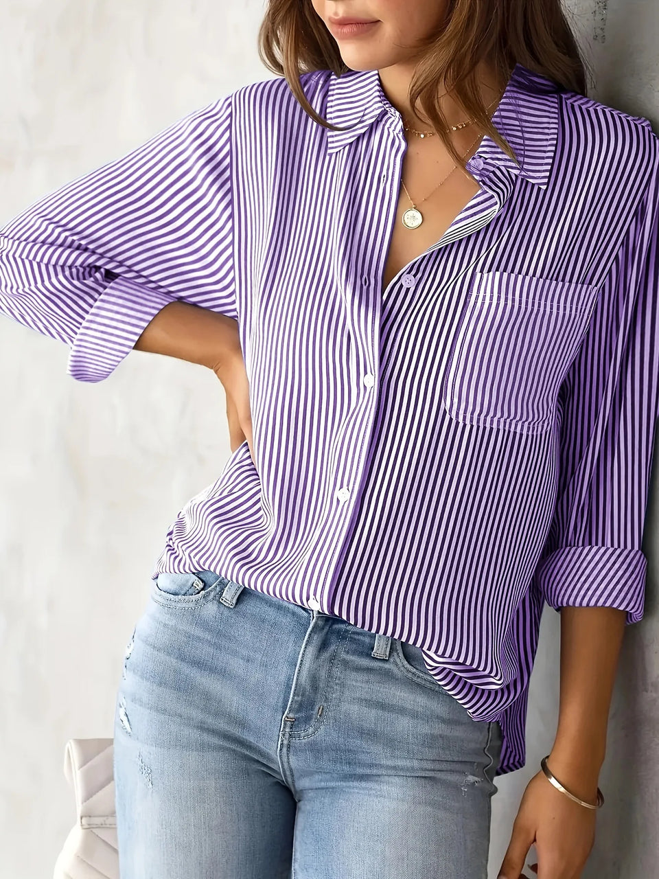 Women's Striped Long-Sleeve Shirt