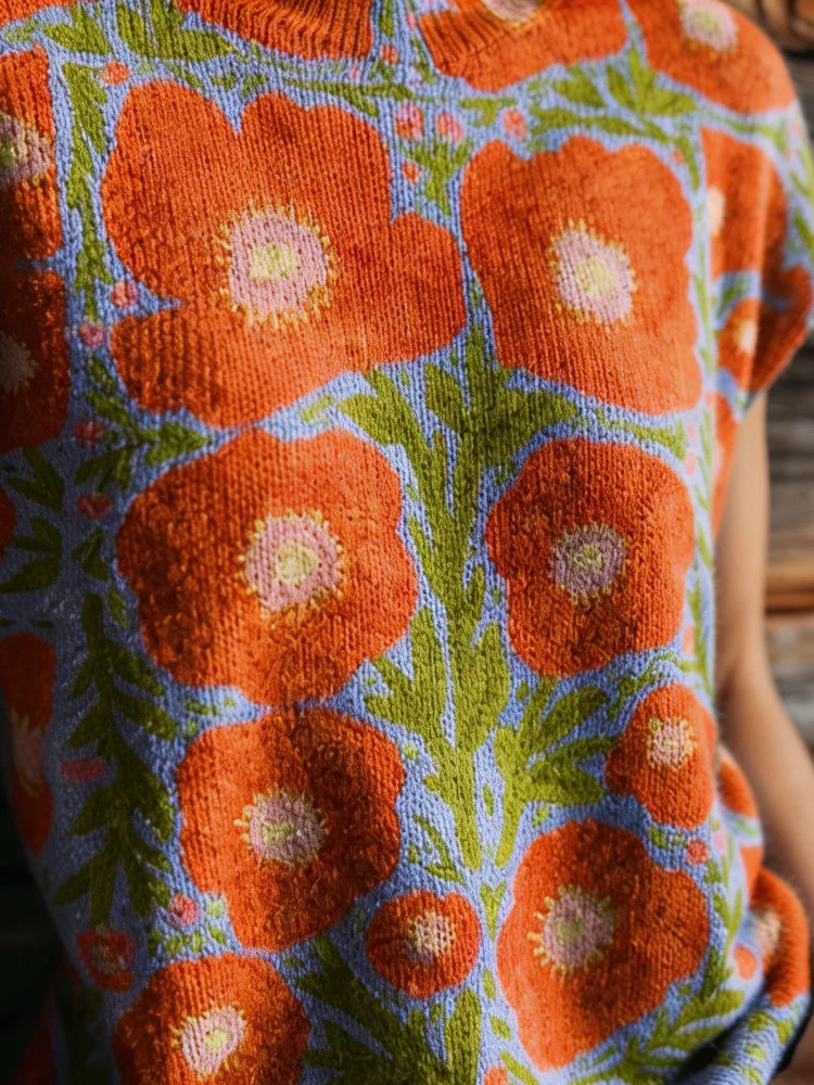 Women's Poppy-Print Short-Sleeve Top