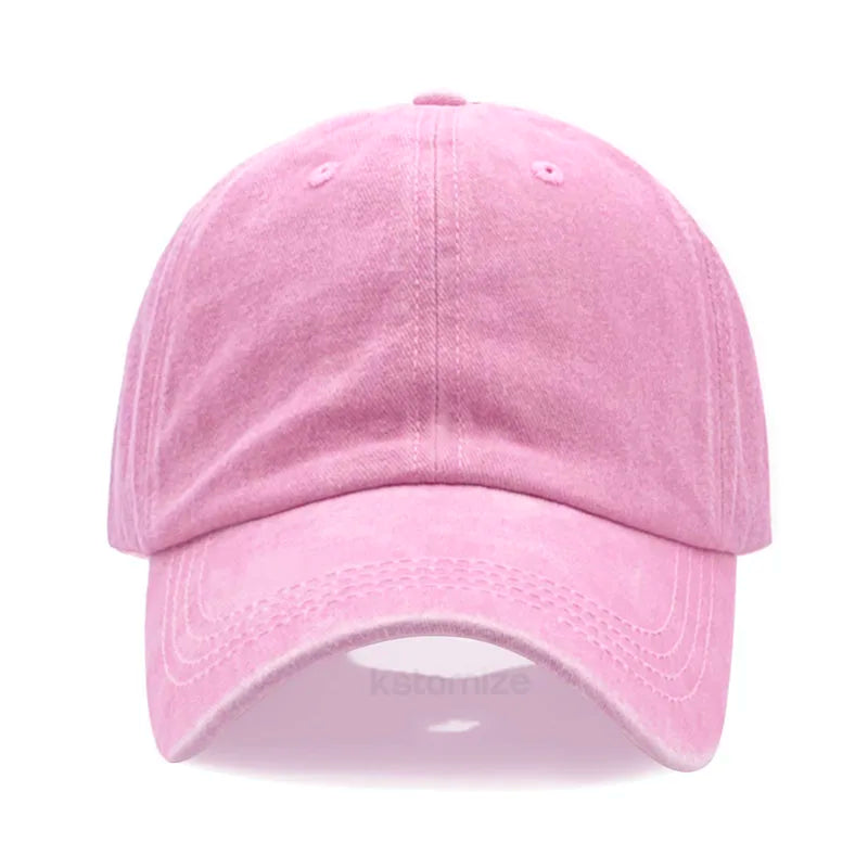 Custom Text Logo Embroidery Vintage Washed Cotton Baseball Cap Fashion Women Men Hat Sport Visors Snapback Cap Sun Hat