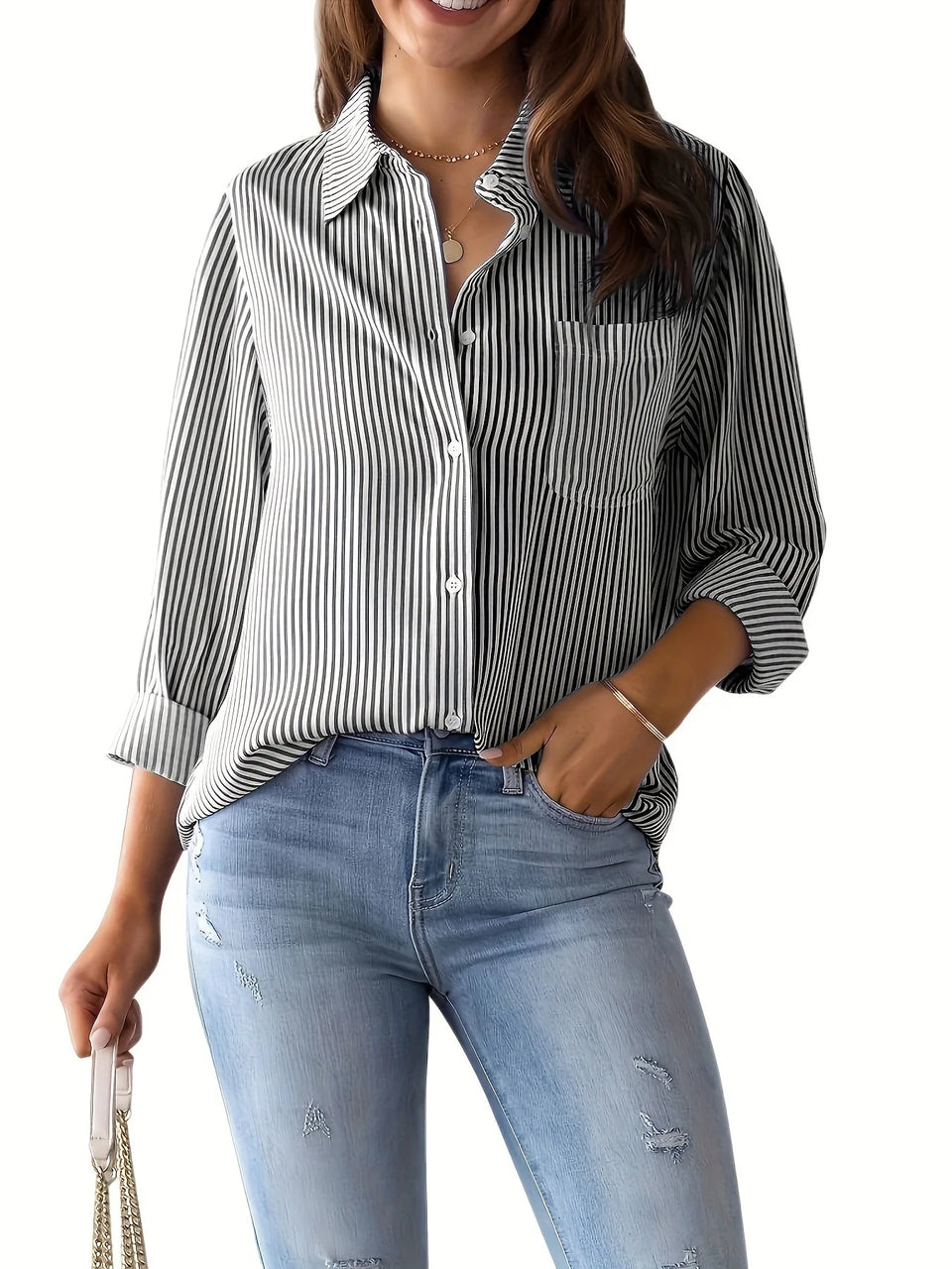 Women's Striped Long-Sleeve Shirt