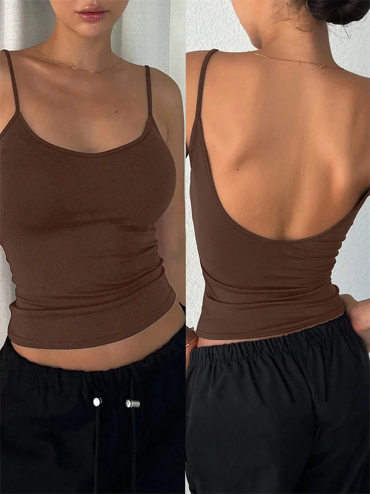 Women's Backless Cami Crop Top