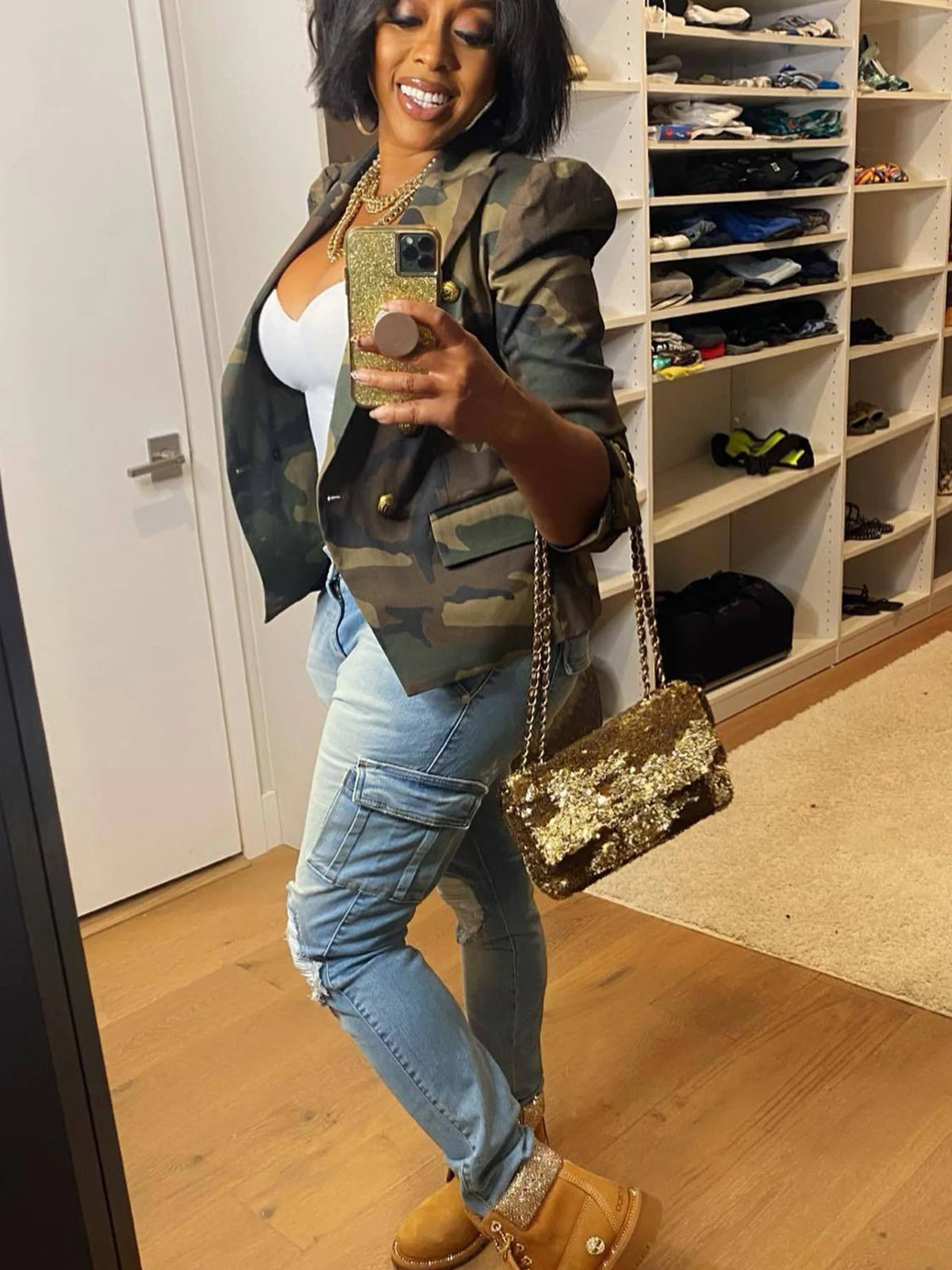 Women's Camouflage Double-Breasted Jacket