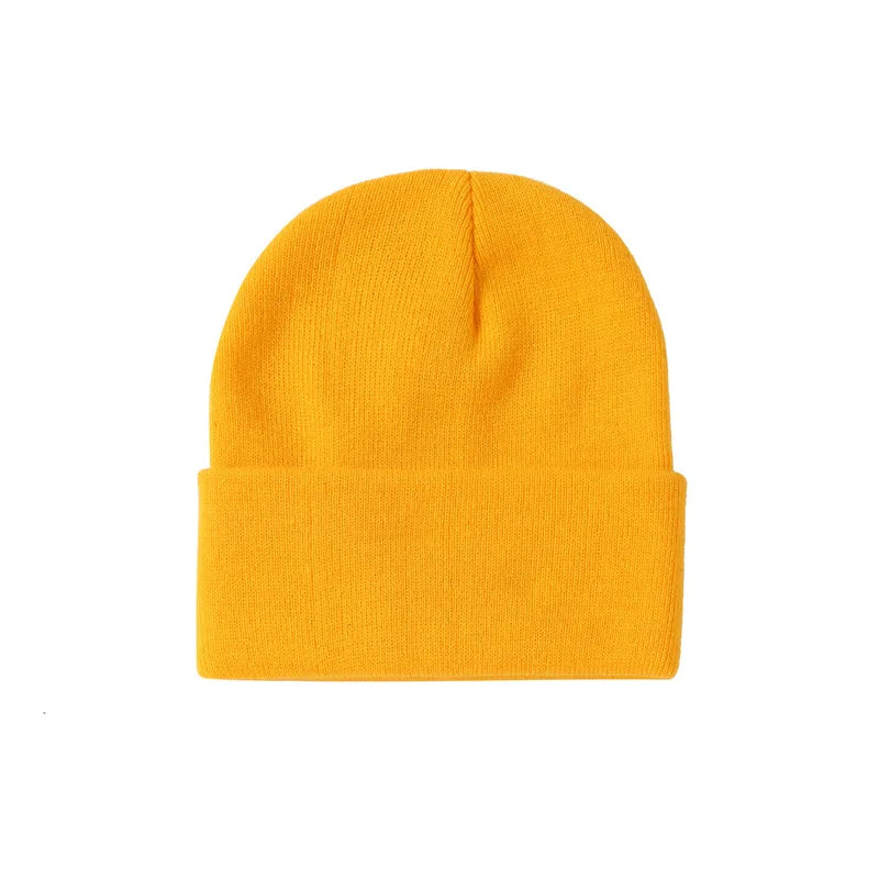 Custom Embroidery Logo Beanies Winter Warm Knitted Hat Universal Black Beanie Hat For Men Adult Casual Brimless Cap Women's Hats