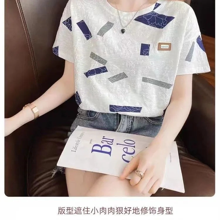 Women's Floral-Print Short-Sleeve Blouse