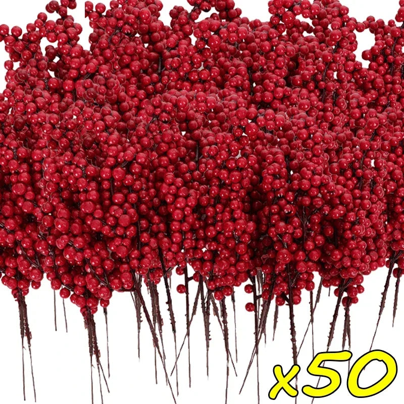 Artificial Holly Berry Stems