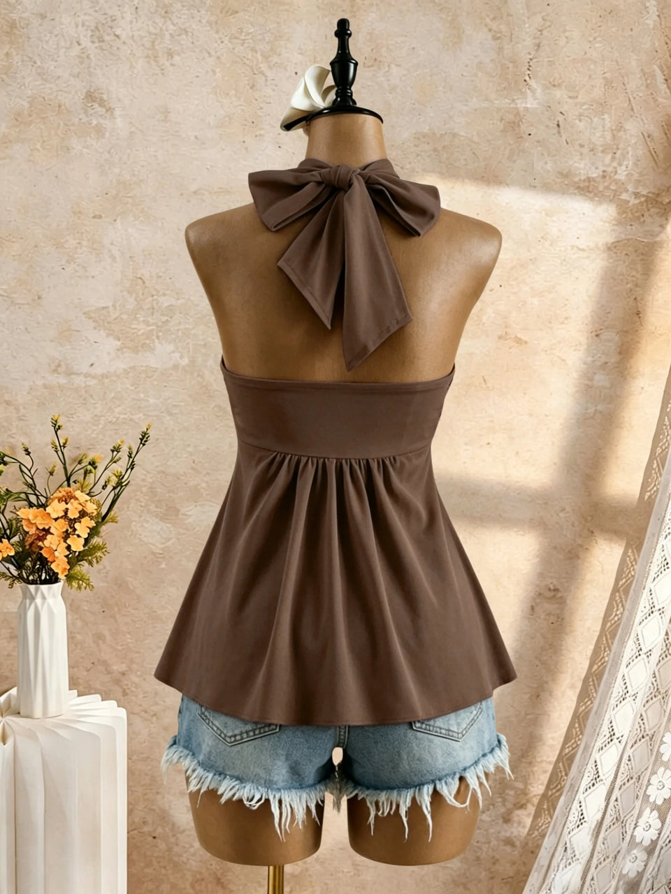 Women's Twist-Front Peplum Cami Top