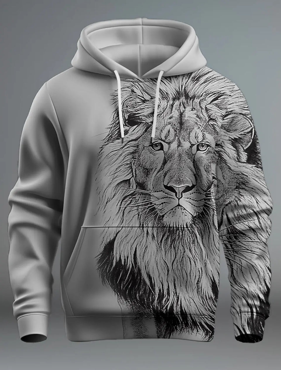 New Graphic Lion Men's Fashion 3D Print Hoodie Streetwear Hoodies Long Sleeve Hooded Front Pocket Spring Sweatshirt