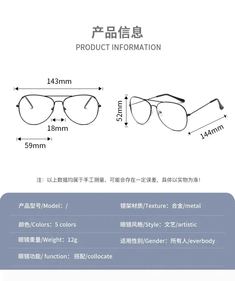 1PCS Fashion Metal Sunglasses for Women Men Pilot Round Gradient Mirror Outdoor Driving Glasses