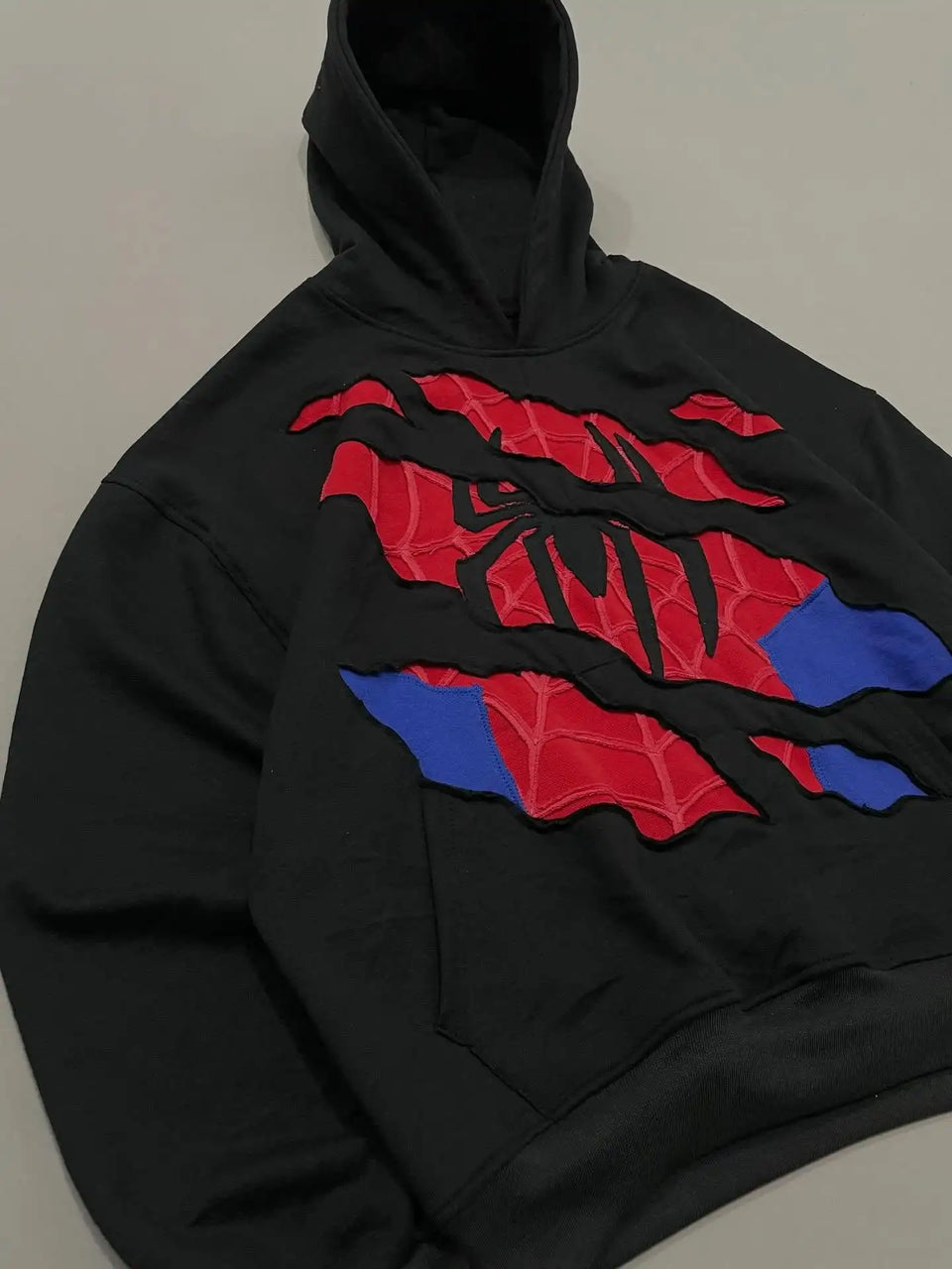 American Retro Spider Patchwork Print Hoodies Fashion Oversized Loose Full Zipper Hoodie Men Jacket Gothic Y2k Street Sweatshirt