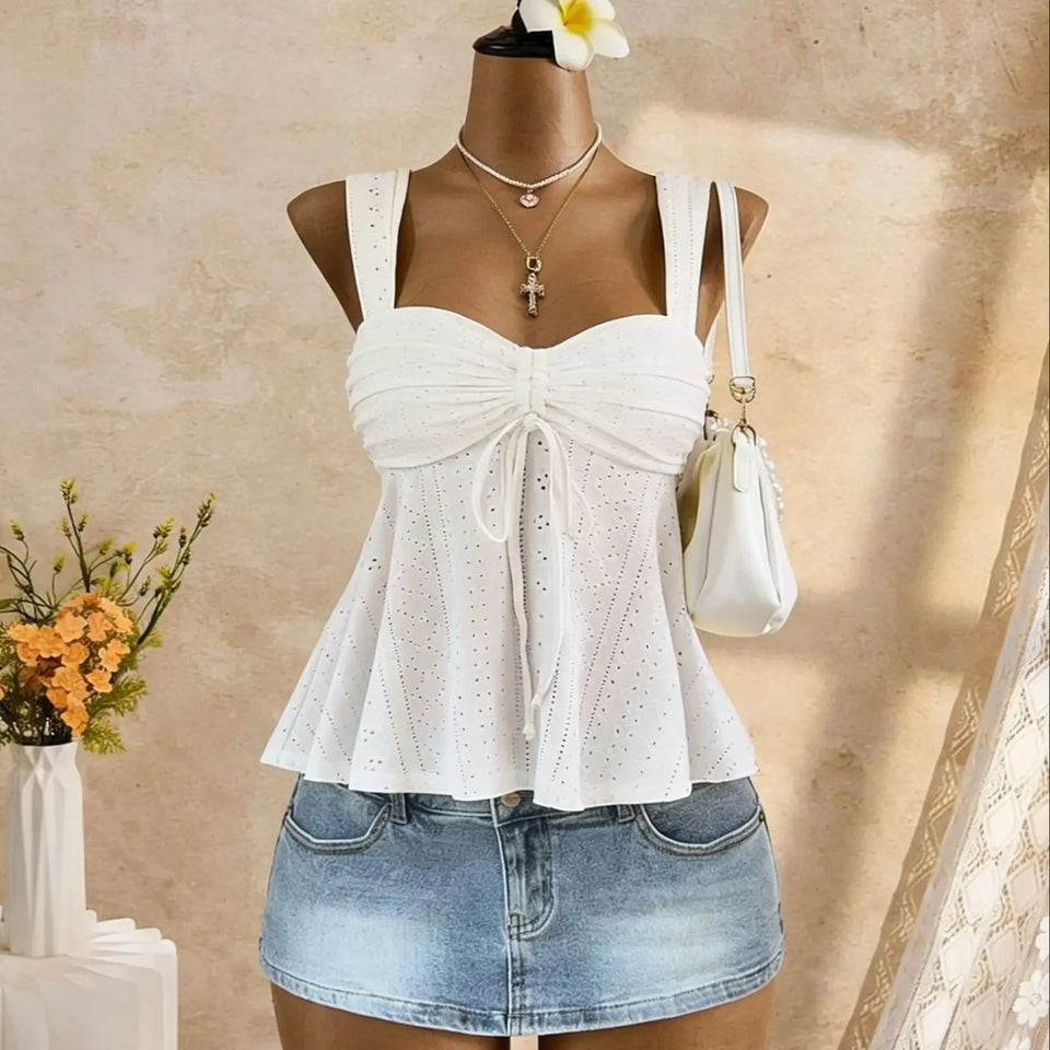 Women's Polka-Dot Peplum Cami Top