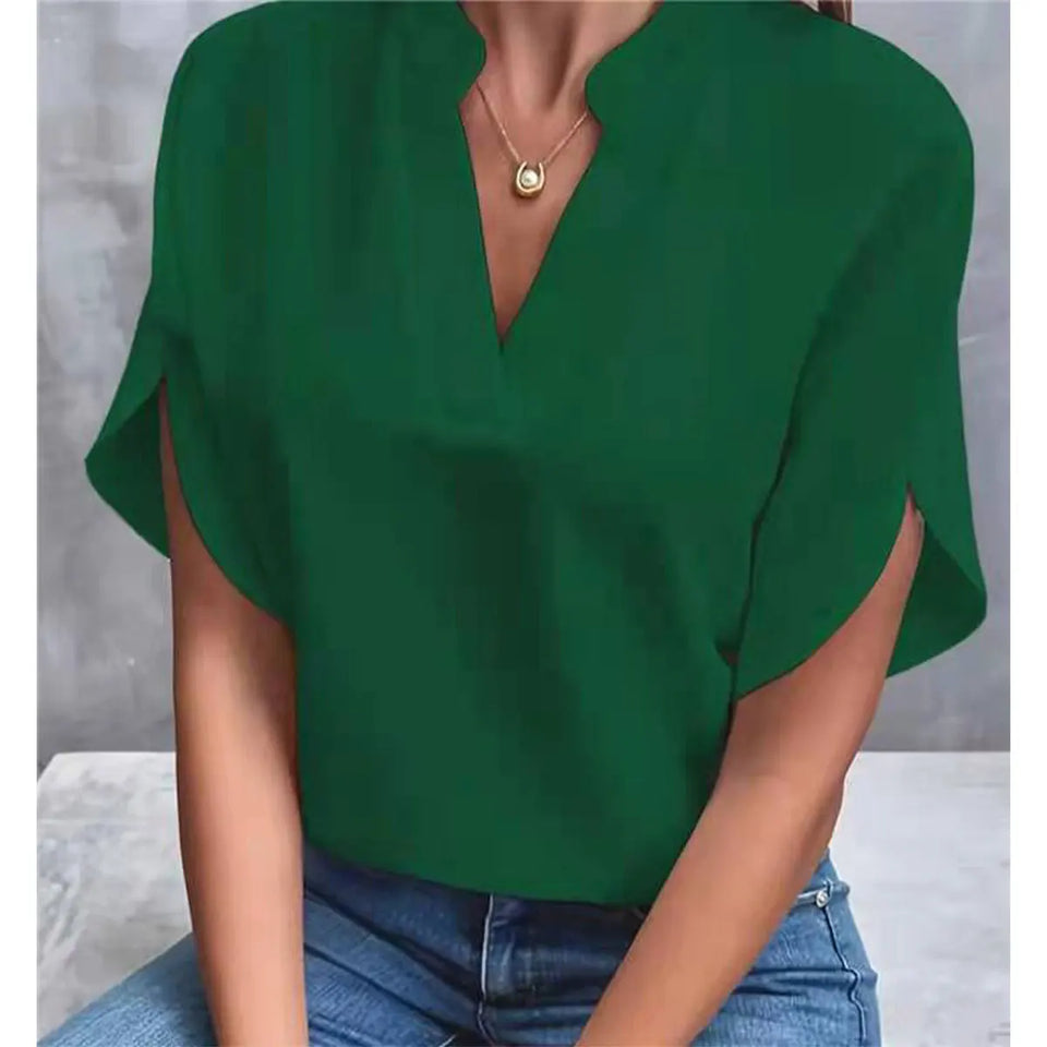 Women's V-Neck Short-Sleeve Blouse